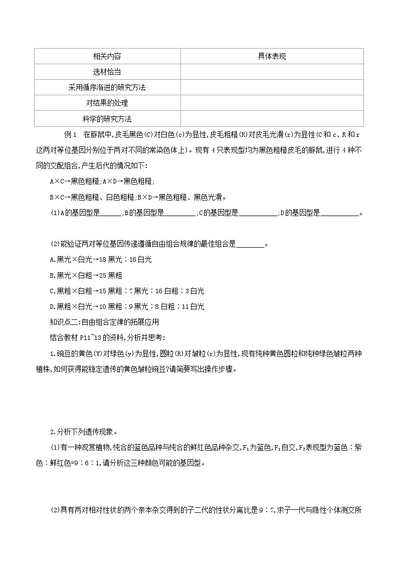高中生物第二册 1 2 2孟德尔的豌豆杂交实验二2学案第2页