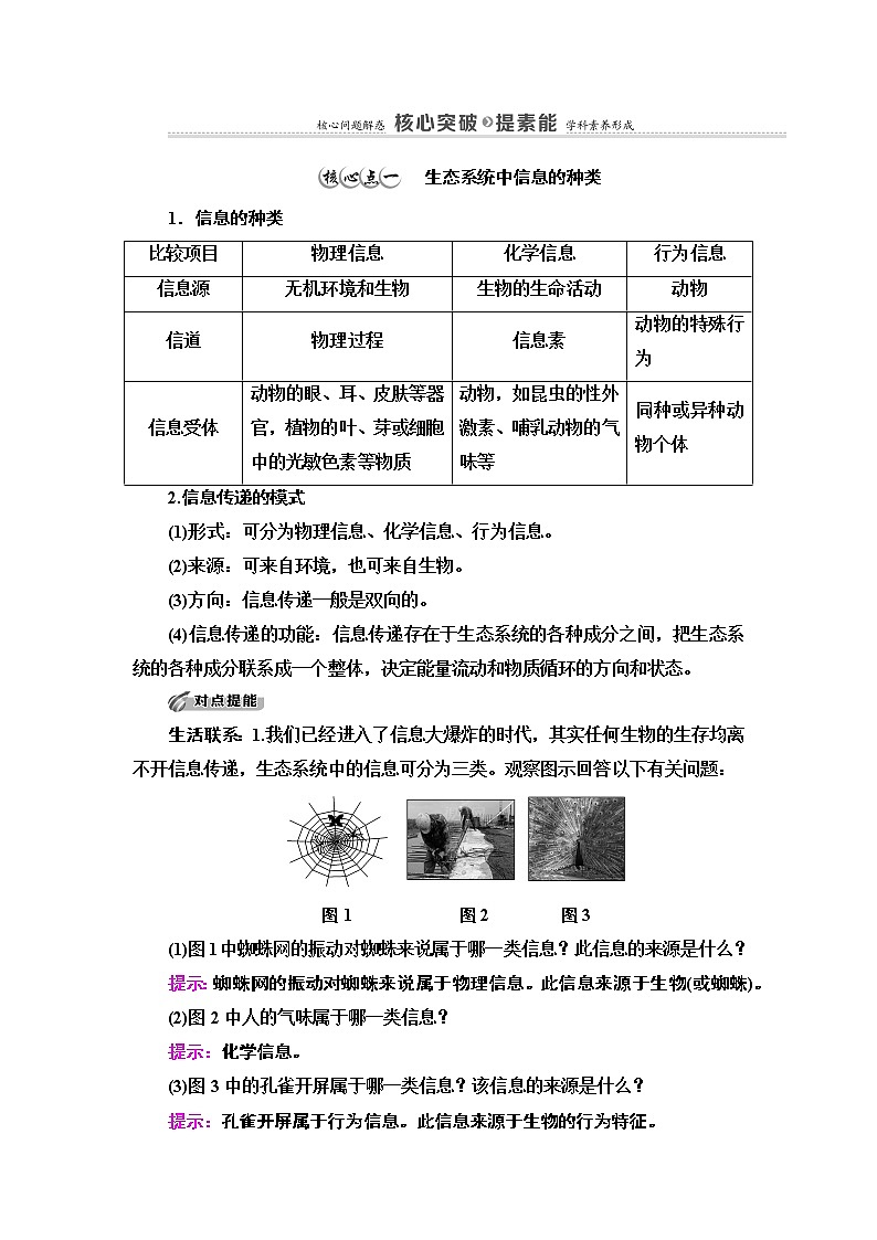 高中生物选择性必修二 第3章 第4节 生态系统的信息传递 讲义第3页