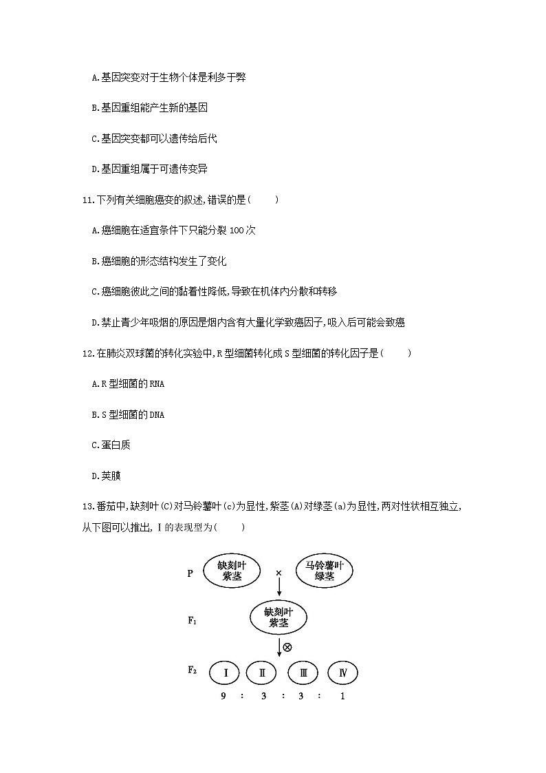 2022年7月广东省普通高中学业水平考试生物仿真模拟试卷05(无答案)03