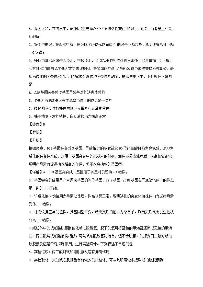高中生物高考福建省2019届高三生物下学期质量检查测试试题(含解析)第3页