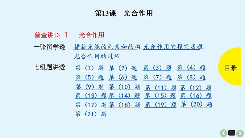 高中生物高考高考生物(全国版)一轮复习课件:第13课-光合作用第1页