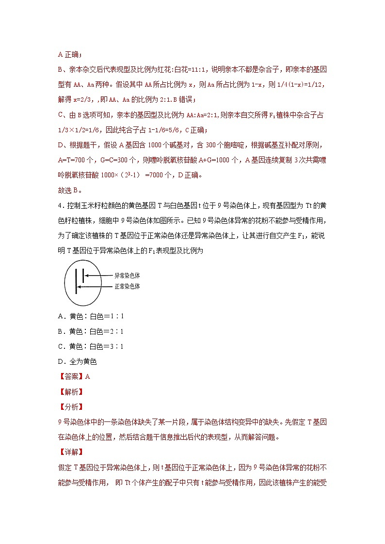 高中生物高考考点精讲8 孟德尔遗传规律(作业)第3页