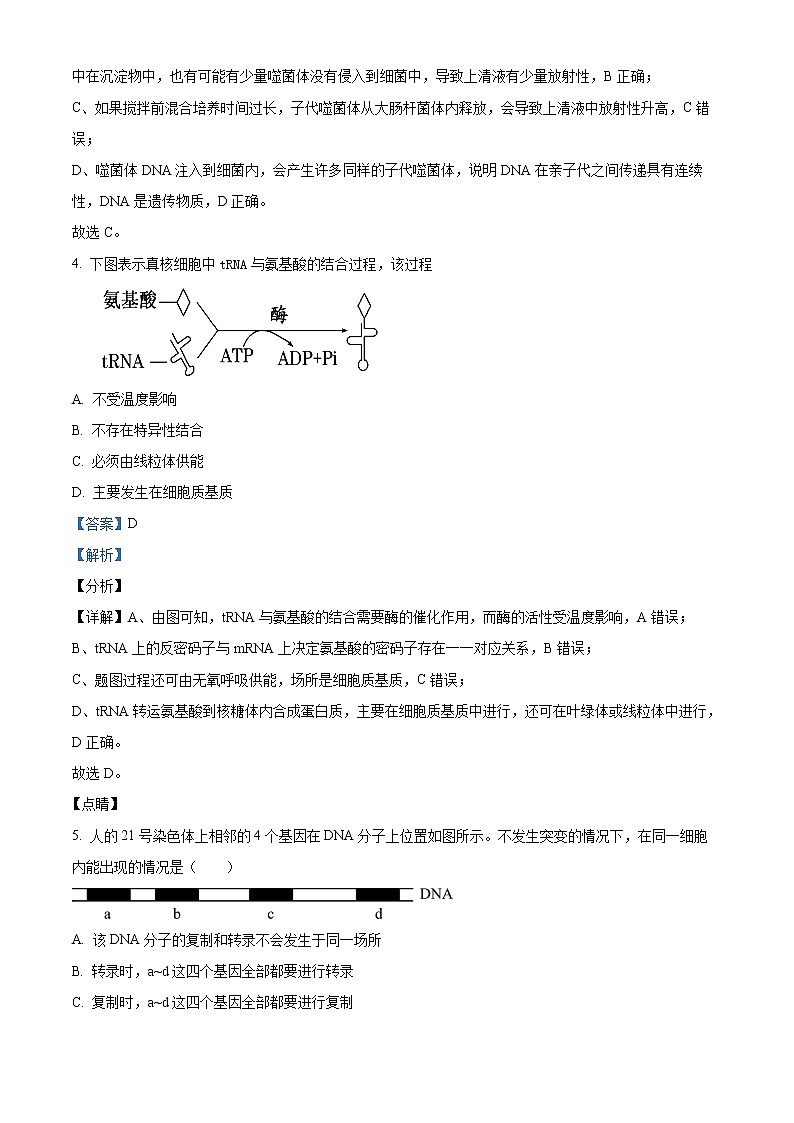 2022眉山高一下学期期末考试理综生物含解析03