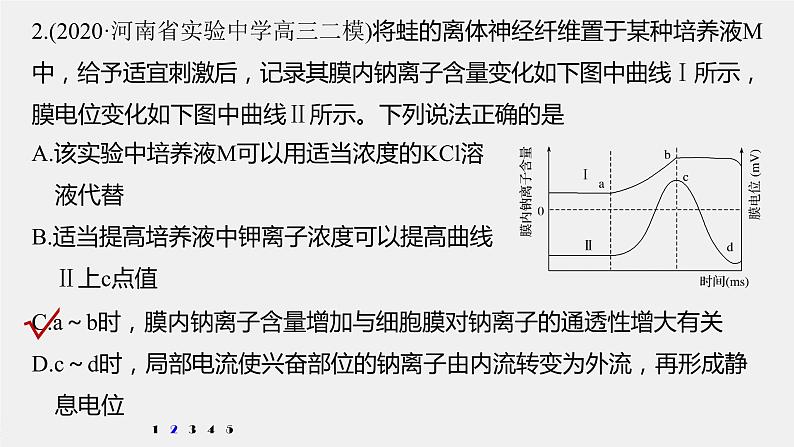 高考生物一轮复习 第8单元 强化练16 兴奋传导与传递的相关实验探究第6页