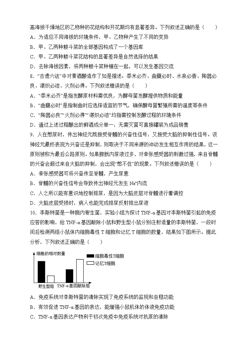 2023年高考生物考前冲刺训练(山东适用)(含答案)第3页