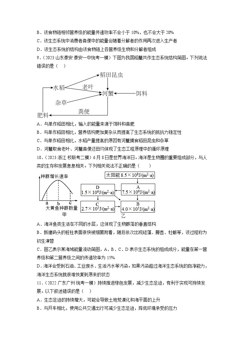 专题卷10 生态系统、人口与环境-【小题小卷】冲刺2023年高考生物小题限时集训（新高考专用）03