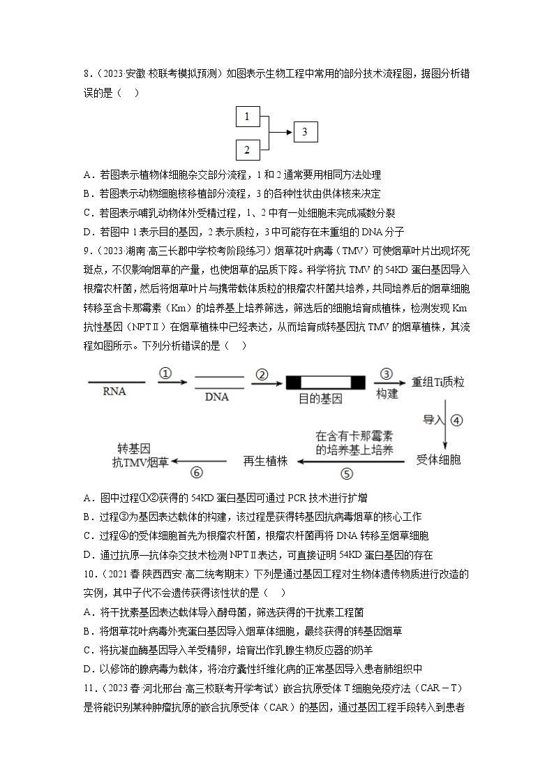 专题卷13 基因工程 -【小题小卷】冲刺2023年高考生物小题限时集训（新高考专用）03