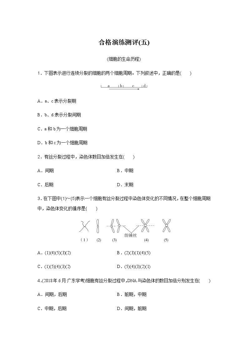 高中生物学业水平合格性考试演练测评(五)含答案01