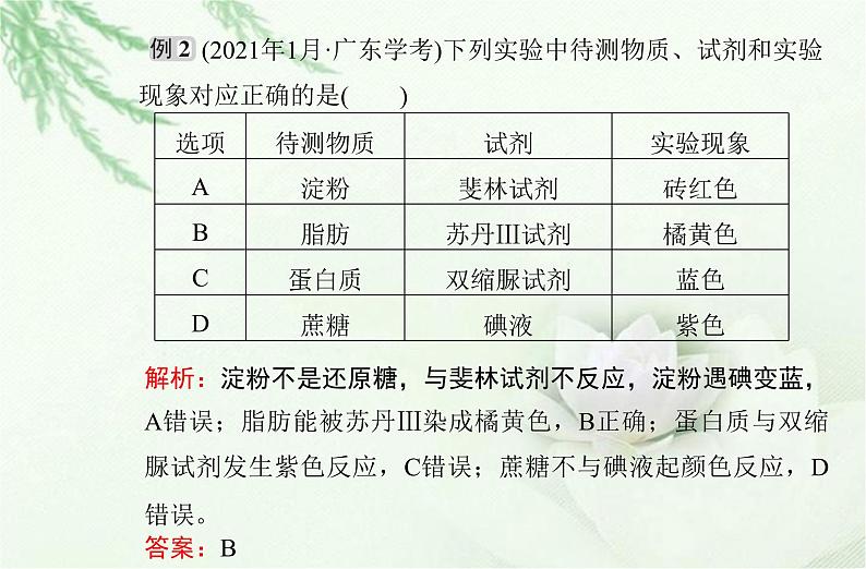 高中生物学业水平合格性考试专题一细胞的分子组成课件第8页