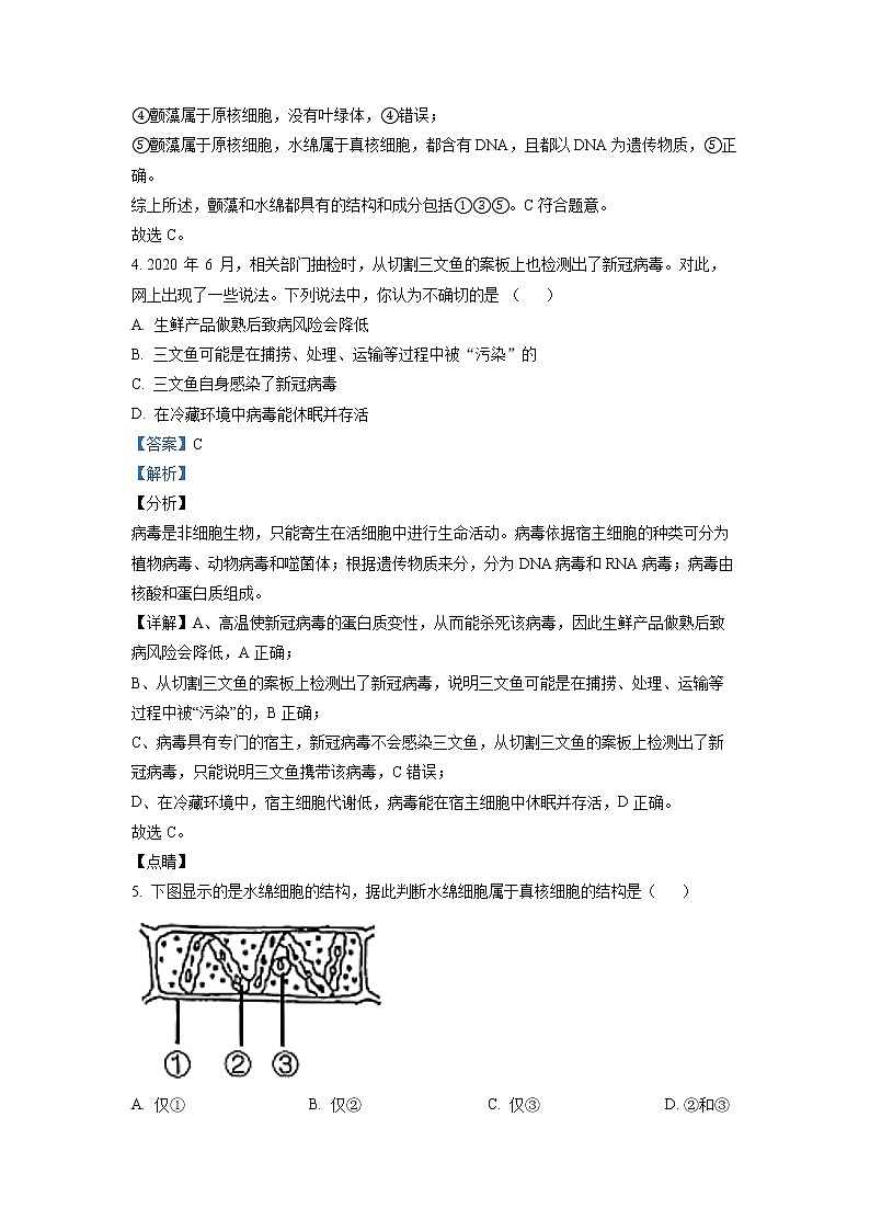 上海市七宝中学2021-2022学年高一下学期开学摸底测试生物试题含解析第3页