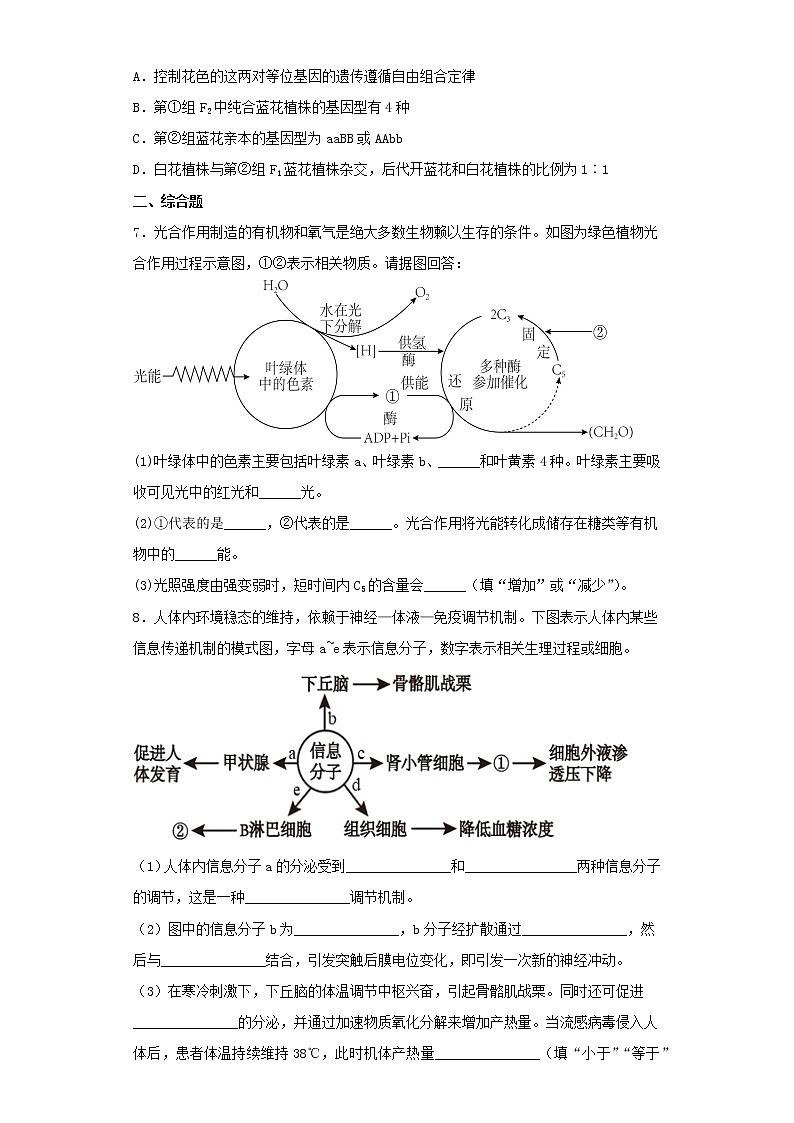 2022-2023学年宁夏中卫市高三二模理综生物试卷(含解析)02