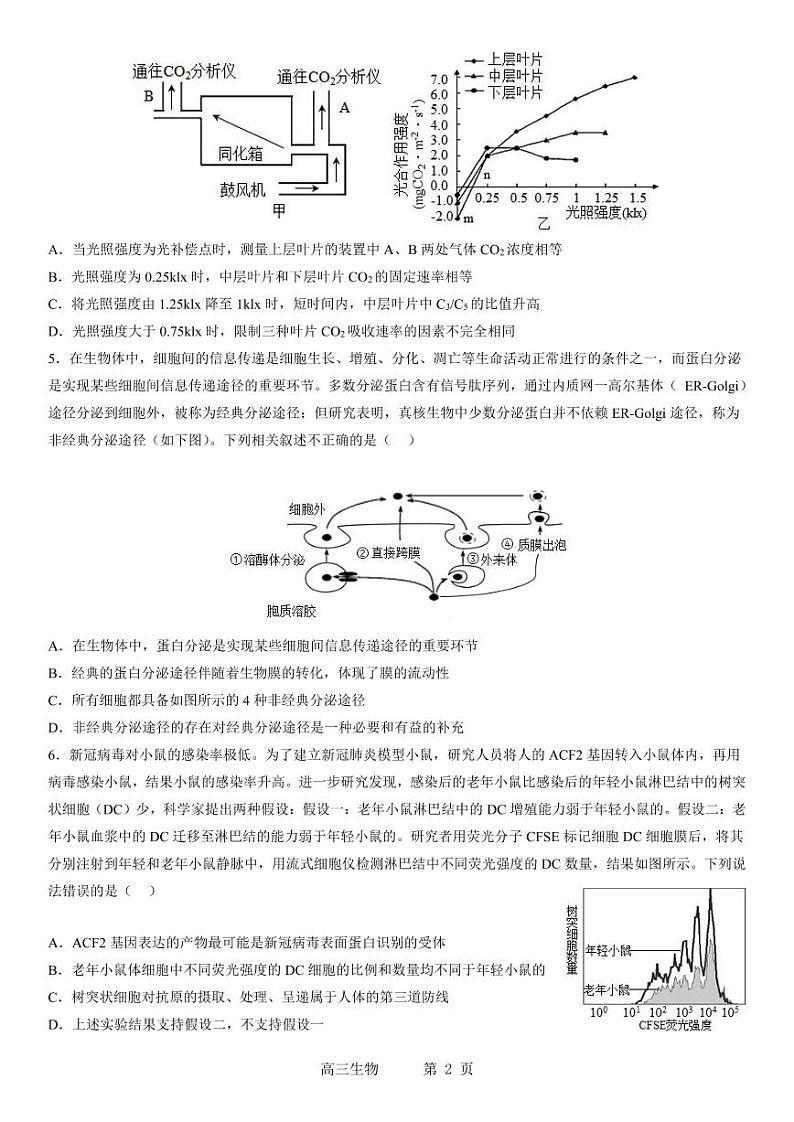 东北育才学校2022-2023学年度高考适应性测试(三)生物试题第2页