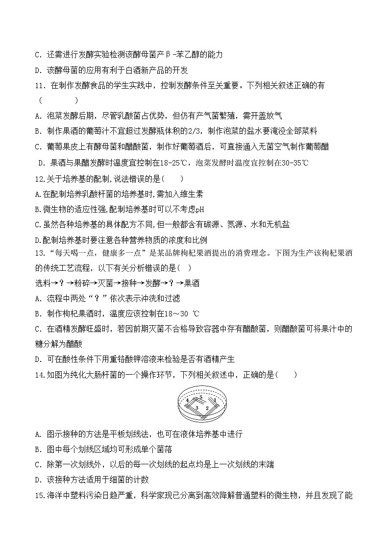 第1章 發(fā)酵工程(測(cè)試卷)(原卷版)第3頁