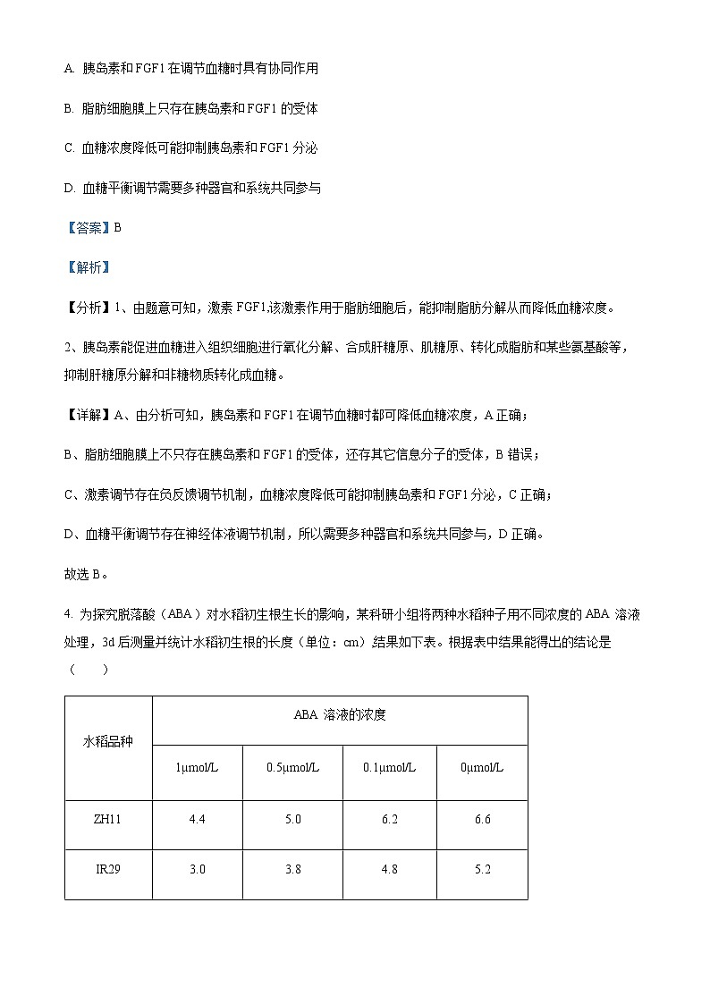 2022届四川省遂宁市高三二模理综生物试题Word版含解析第3页