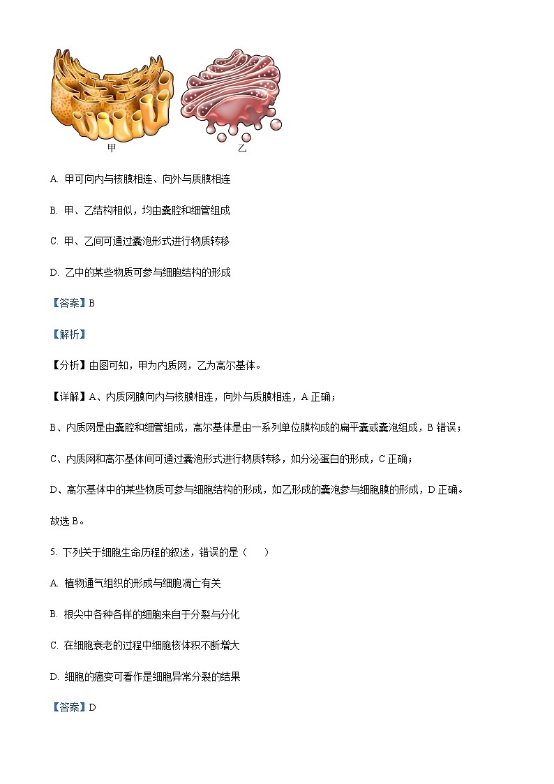 2022屆浙江省溫州市高三適應(yīng)性測試(二模)生物試題 Word版含解析第3頁