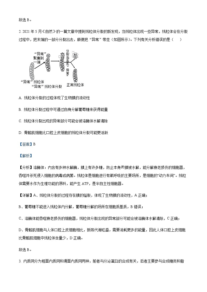 2022屆重慶市育才中學(xué)高三二診模擬考試(二)生物試題含解析第2頁