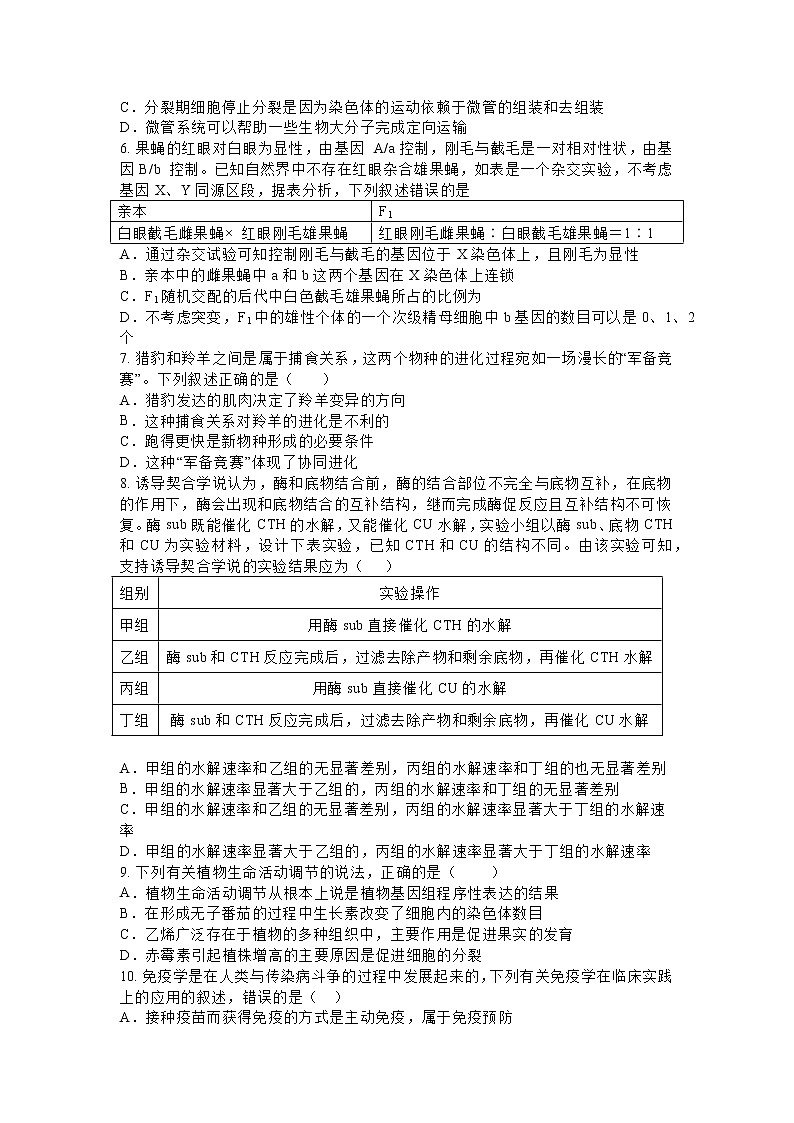 2023秦皇岛部分学校高三下学期联考(二模)生物试题含答案02