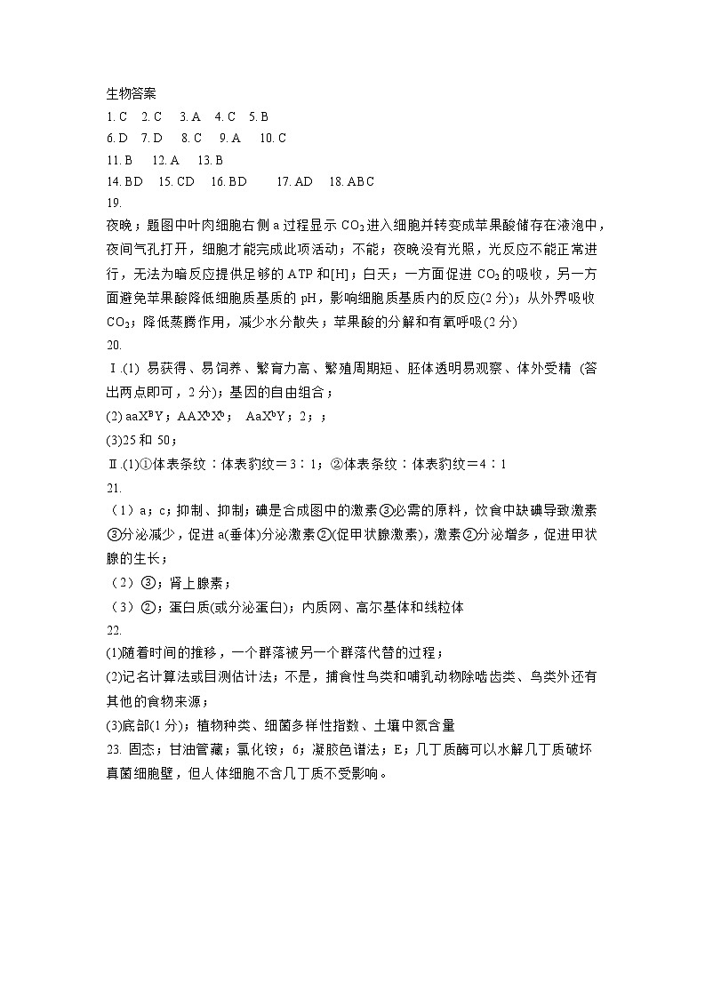 2023秦皇岛部分学校高三下学期联考(二模)生物试题含答案01