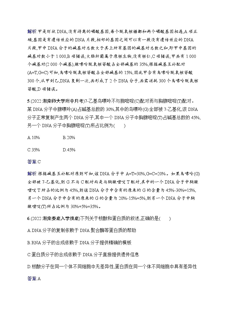 2023届人教版高考生物一轮复习遗传的分子基础单元检测(广东、福建、重庆专用)含答案第3页
