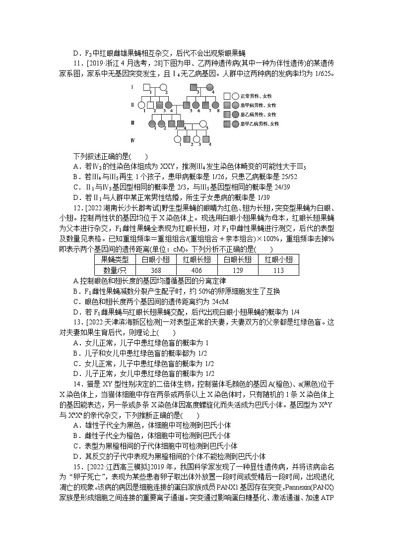 2023届人教版高考生物一轮复习孟德尔定律和伴性遗传单元测试(山东版)含答案第3页