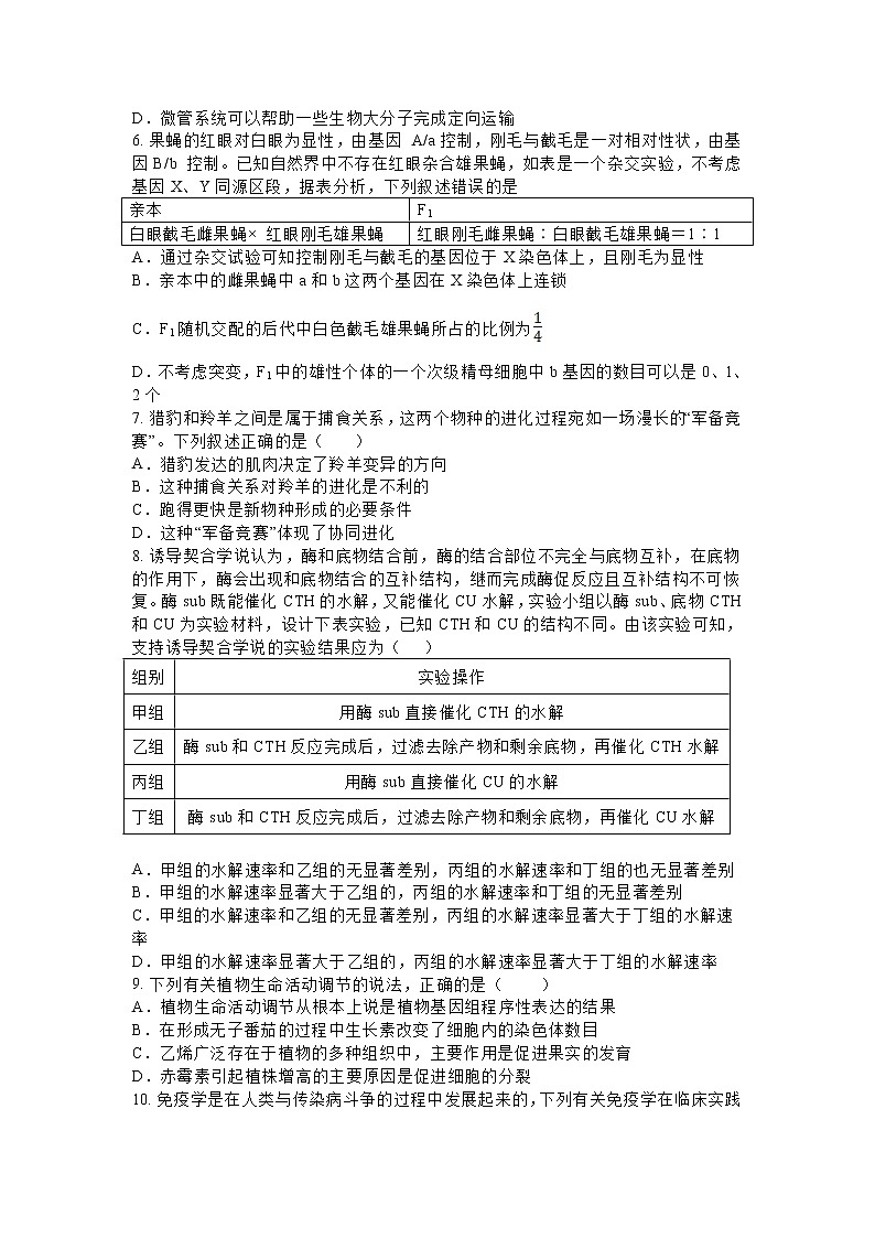 河北省部分学校2023届高三生物下学期第二次高考模拟演练试卷(Word版附答案)第2页