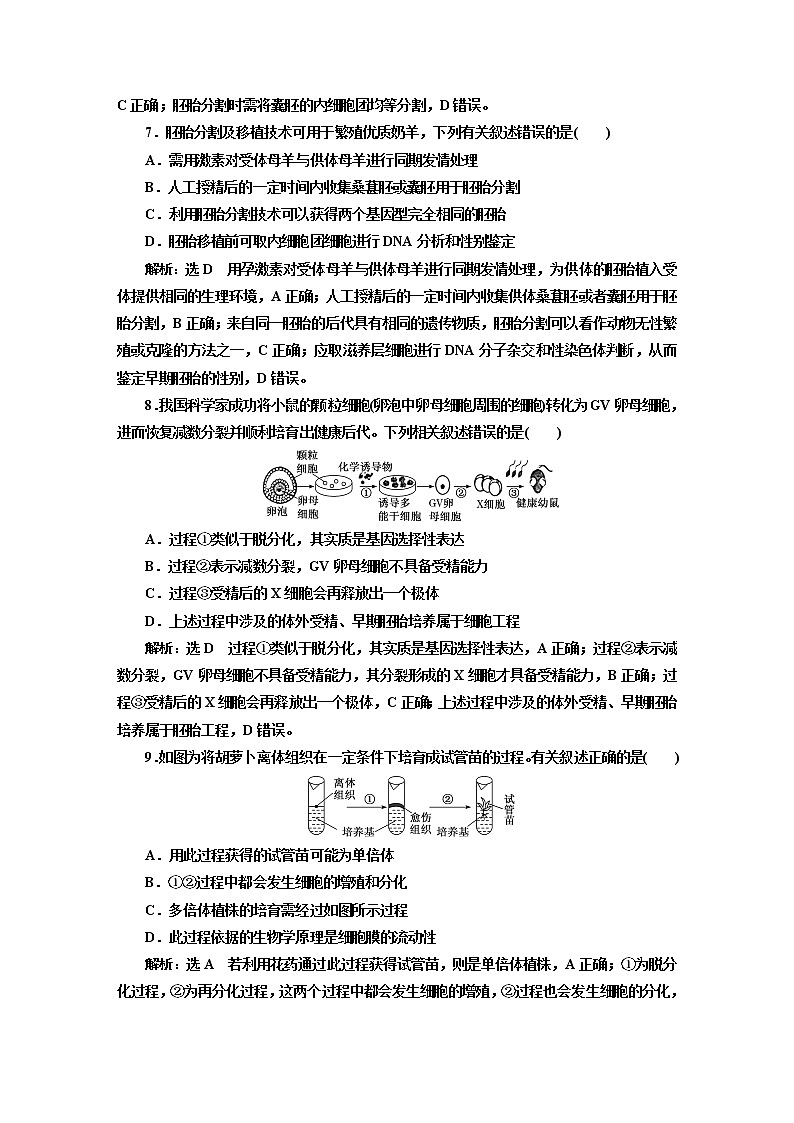人教版高中生物选择性必修3章末质量检测+综合检测含答案03