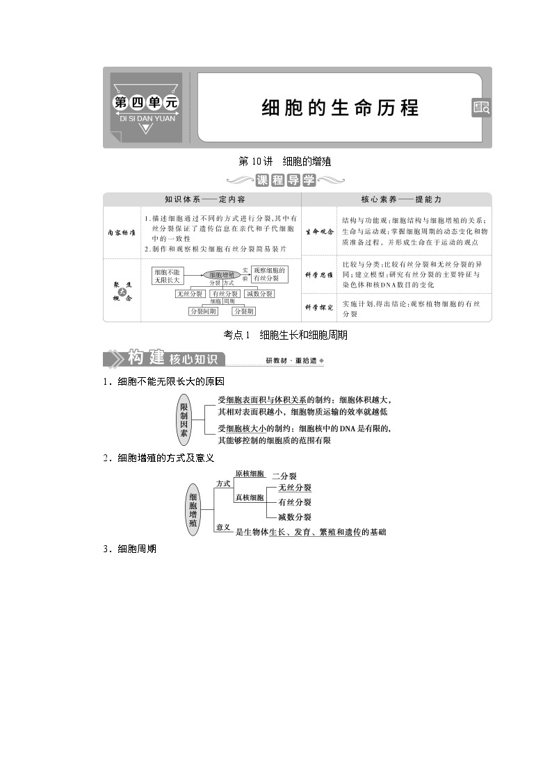 高中生物高考1 第10讲　细胞的增殖 试卷01