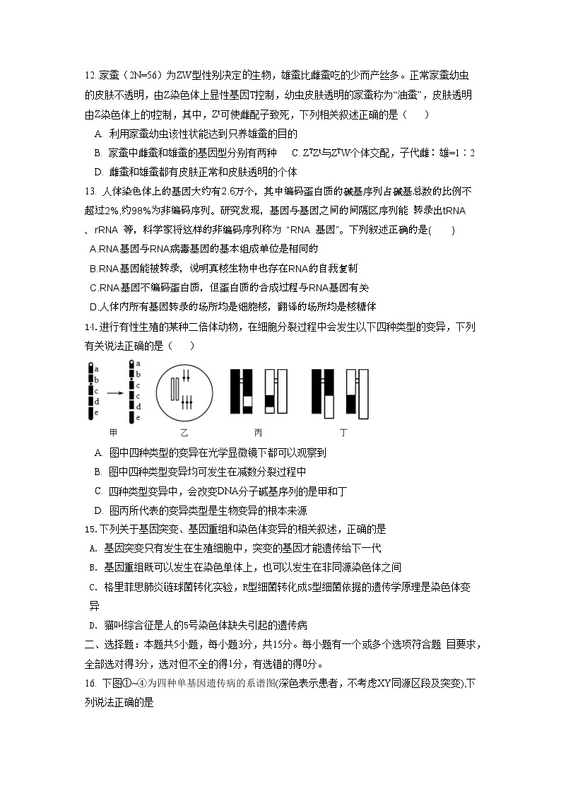 山东省淄博市临淄中学2022-2023学年高一下学期期中考试生物试题03