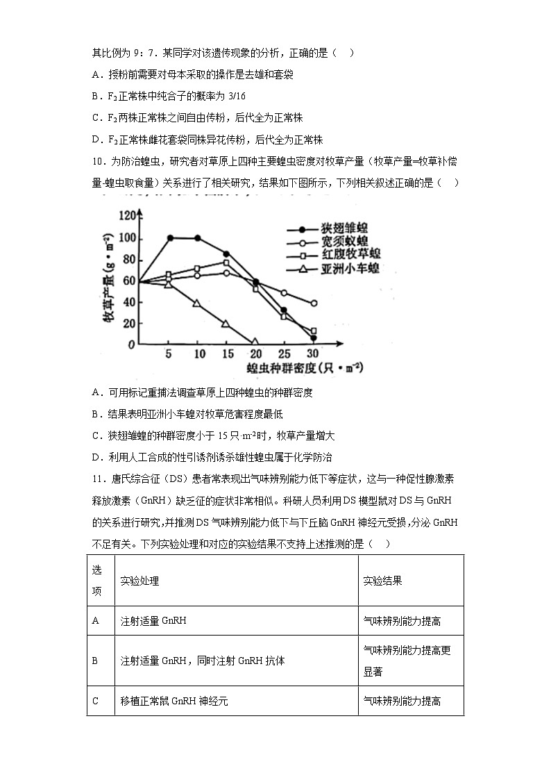 2023届福建省三明市高三五月质量检测生物试题(无答案)03