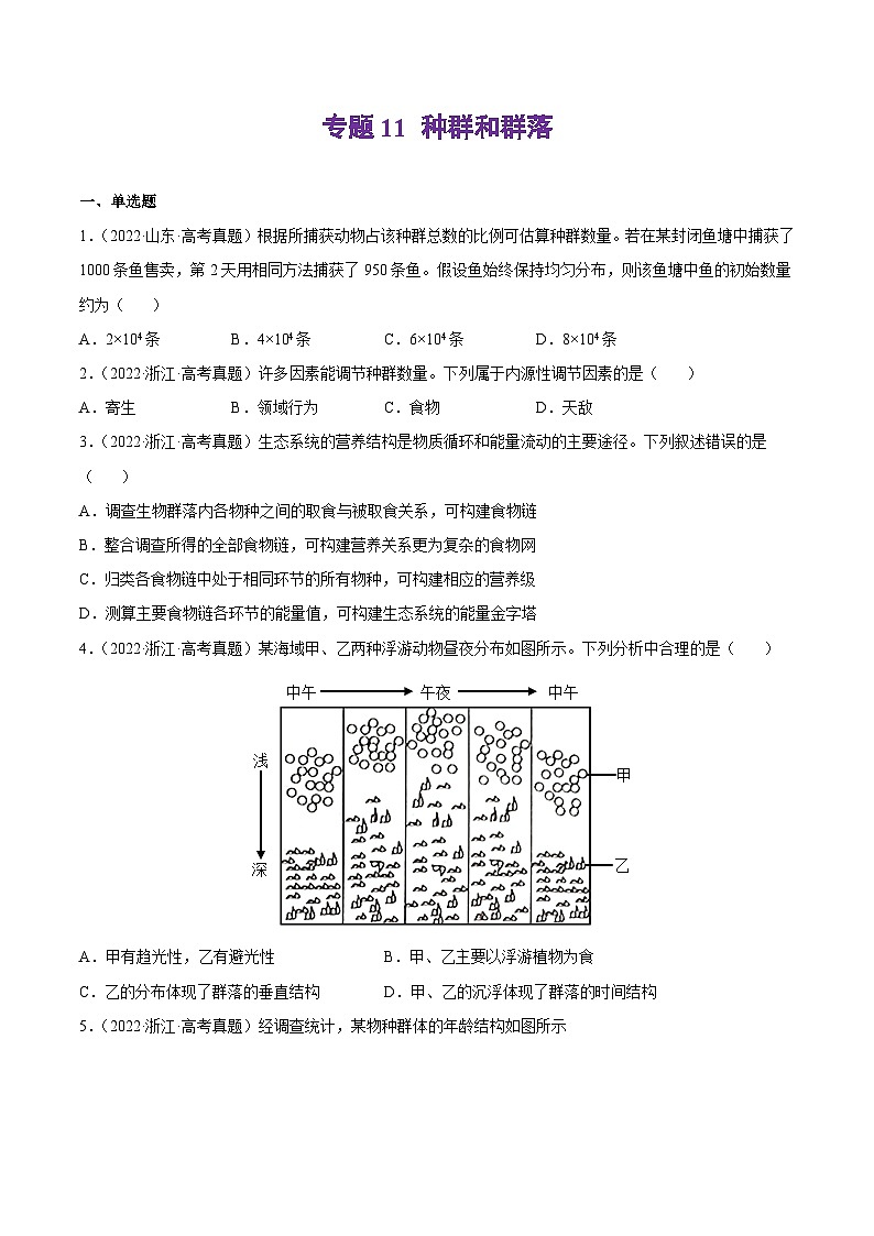 专题11 种群和群落——【新高考专用】2020-2022三年高考真题生物分类汇编(原卷版)第1页