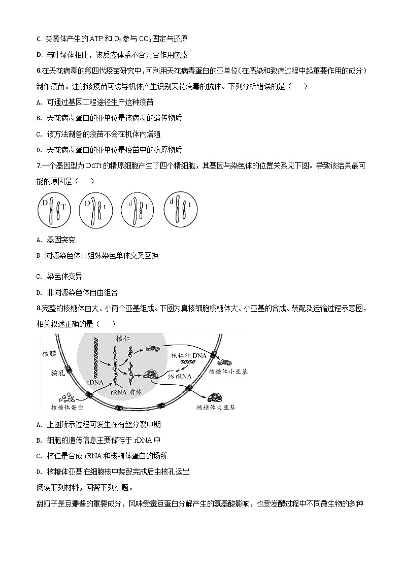 高中生物高考精品解析:2020年天津高考生物试卷(原卷版)第2页