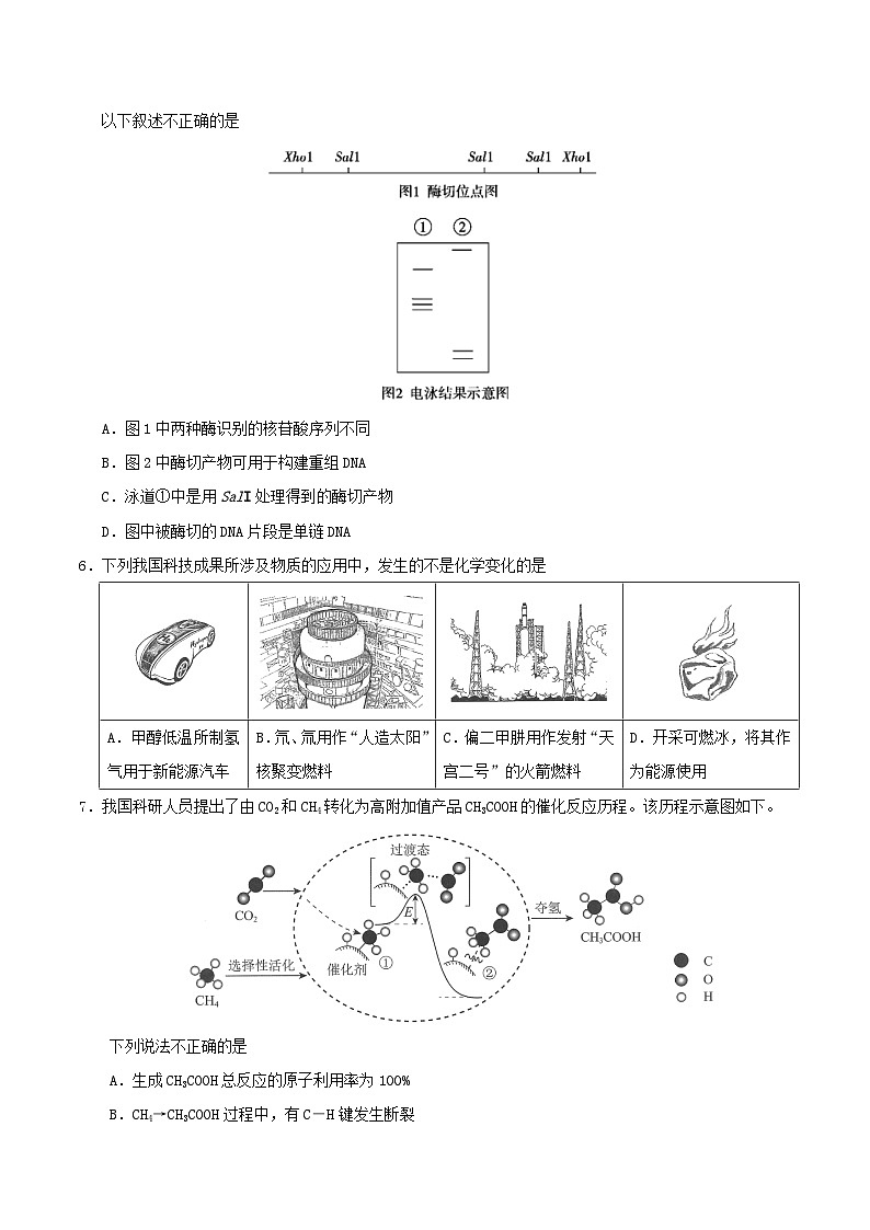 高中生物高考2018年普通高等学校招生全国统一考试理综试题(北京卷,含答案)02