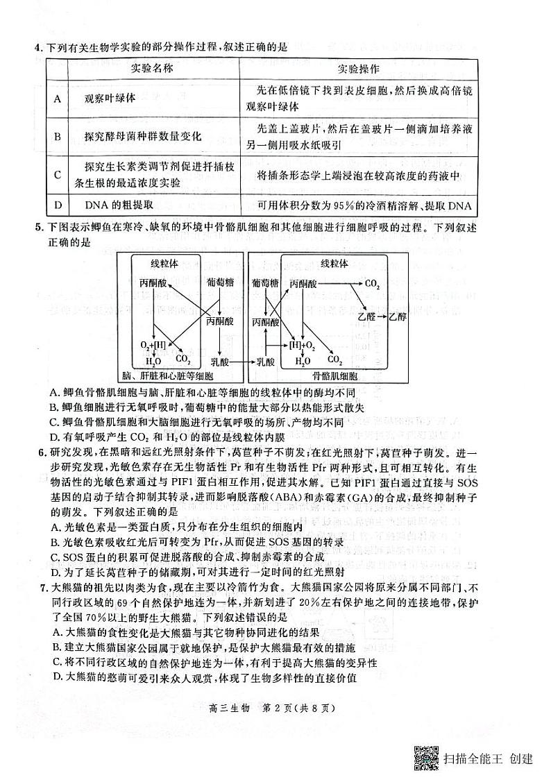 河北省部分学校2023届高三下学期大数据应用调研联合测评(Ⅳ)生物第2页