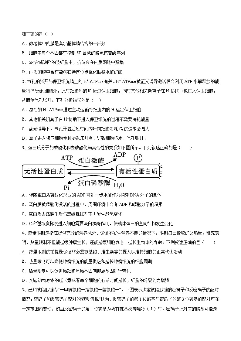 必刷卷05——【高考三轮冲刺】2023年高考生物考前20天冲刺必刷卷(山东卷)(原卷版+解析版)02
