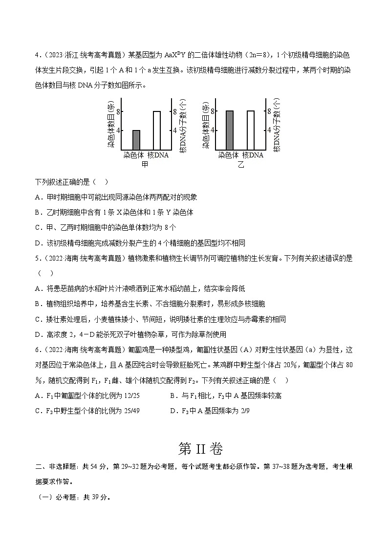 真题重组卷04——2023年高考生物真题汇编重组卷(全国卷)(原卷版)第2页