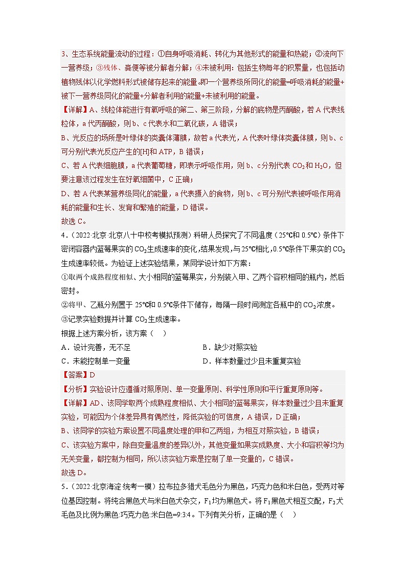 真題重組卷01——2023年高考生物真題匯編重組卷(北京卷)(解析版)第3頁