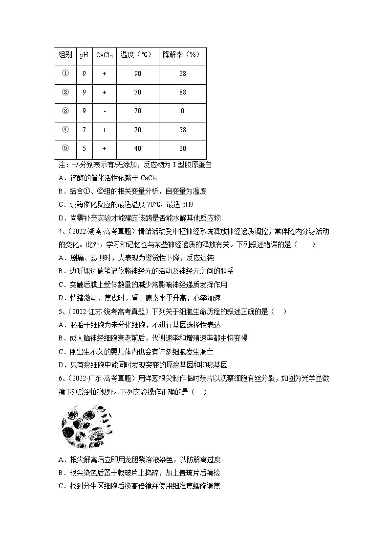真题重组卷03——2023年高考生物真题汇编重组卷(湖南专用)02