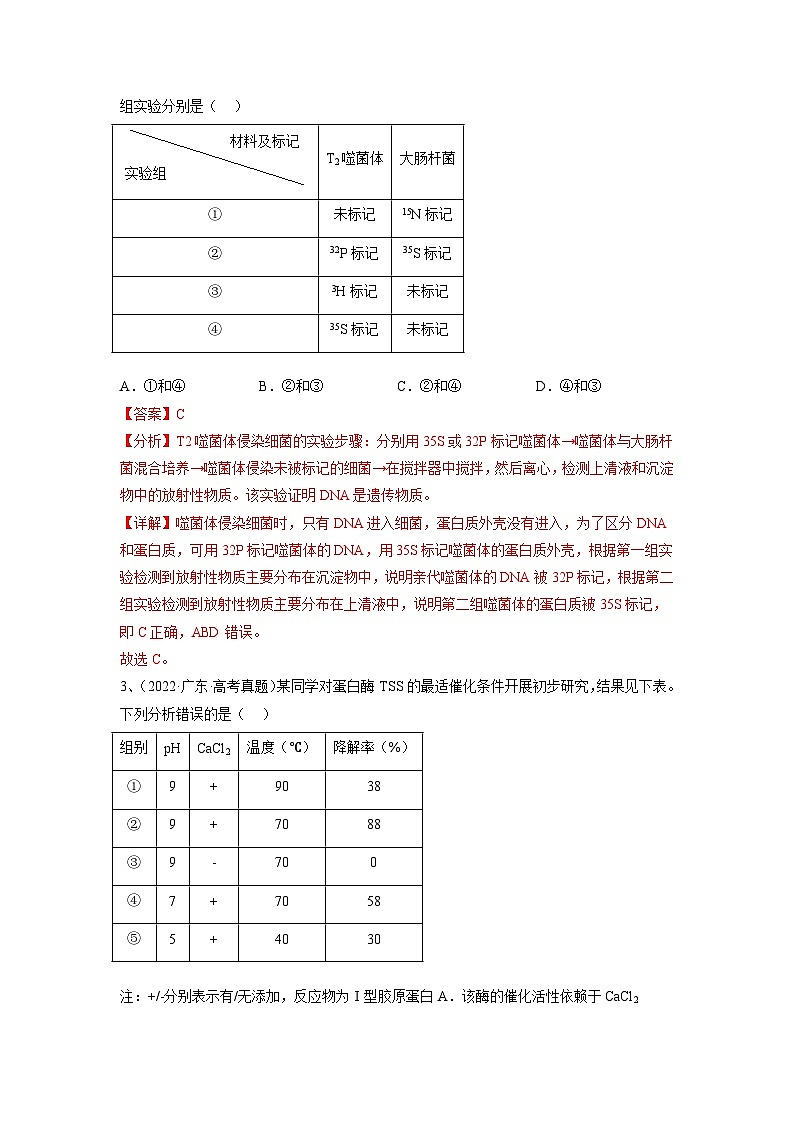真题重组卷03——2023年高考生物真题汇编重组卷(湖南专用)02