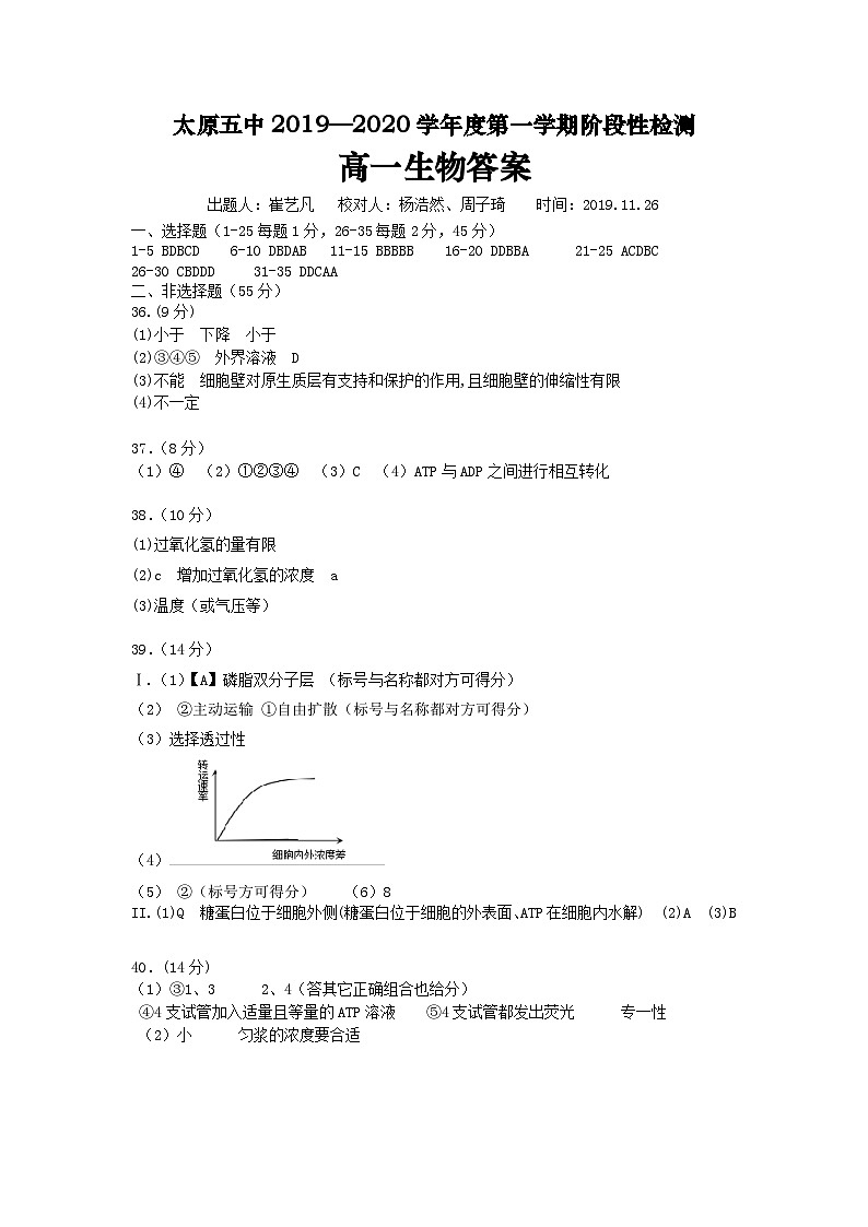 高一生物月考(答案 )第1页