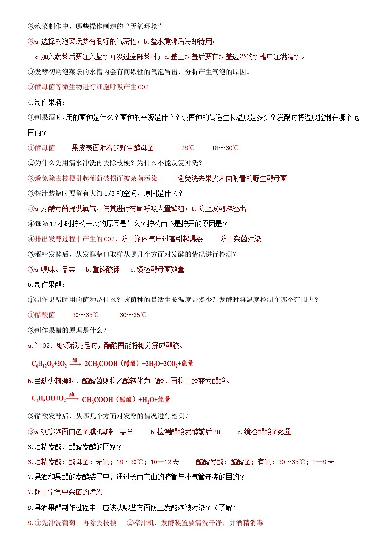 高考生物必背核心知识NO.5——选必3 第1章 发酵工程第2页