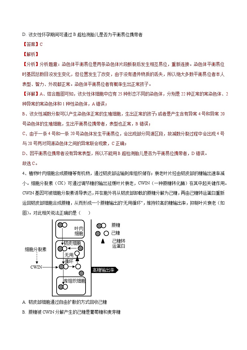 卷05【押题演练】备战2023年高考生物全真模拟押题卷(云南,安徽,黑龙江,山西,吉林五省通用)(解析版)第3页