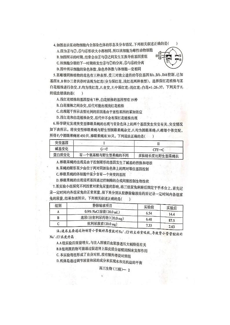 2023届辽宁省辽东南协作校高三第三次模拟考试生物第2页