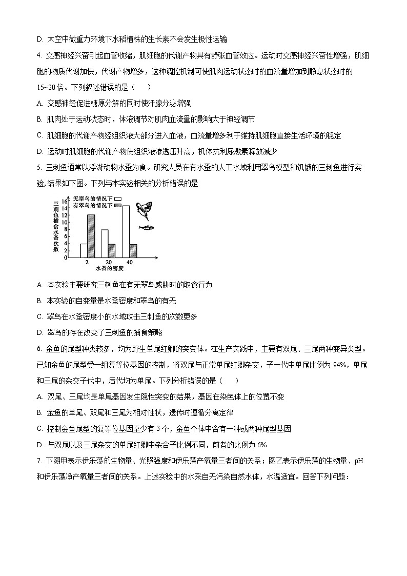 2023届安徽省江淮十校高三联考理综生物试题(原卷版)02