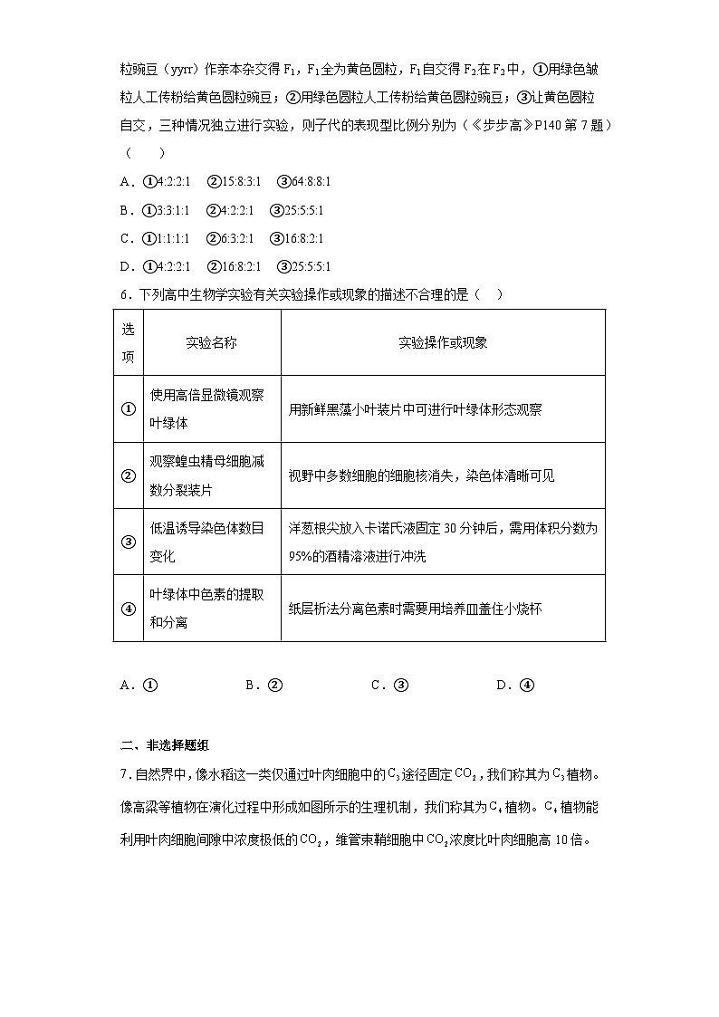 2023届江西省景德镇市高三下学期第二次综合模拟考试理综生物试题(含答案)02