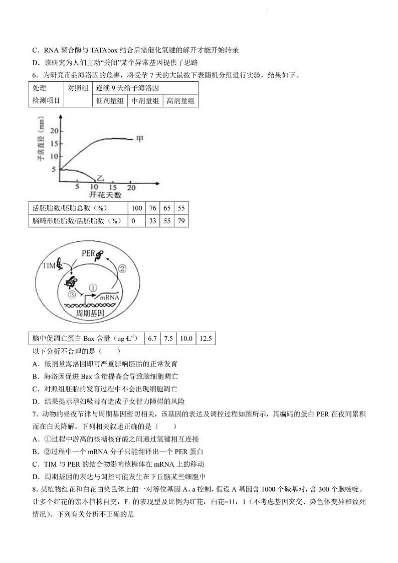 2022届湖南省长沙市一中三校高三下学期4月模拟联考生物试题(PDF版)第2页