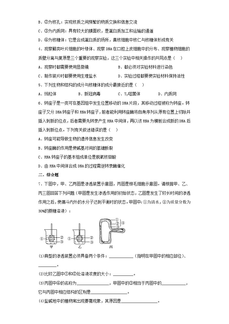 2022-2023学年四川省高三第三次模拟考试理综生物试卷(含解析)02