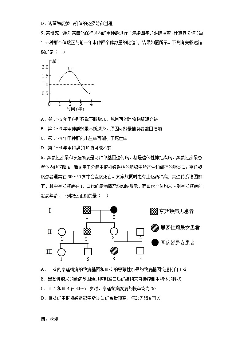 2023届青海省海东市高三第三次联考理综生物试题(无答案)02