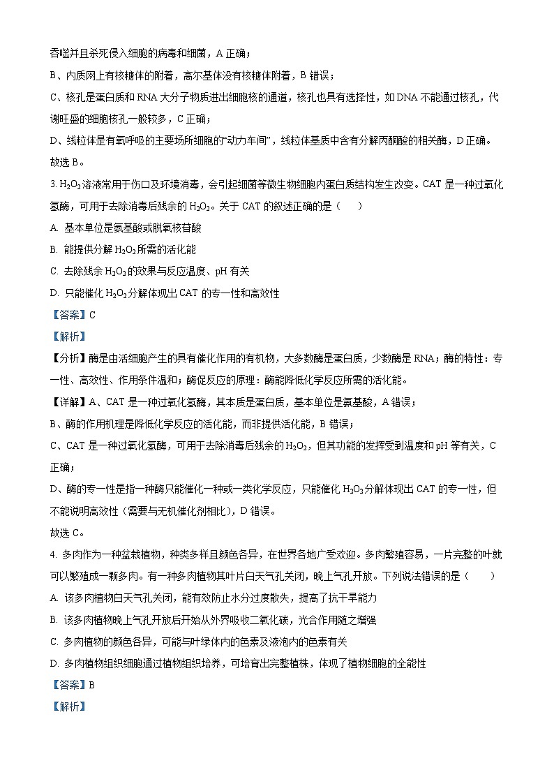 四川省成都市第七中学2023届高三生物模拟考试试题(Word版附解析)第2页