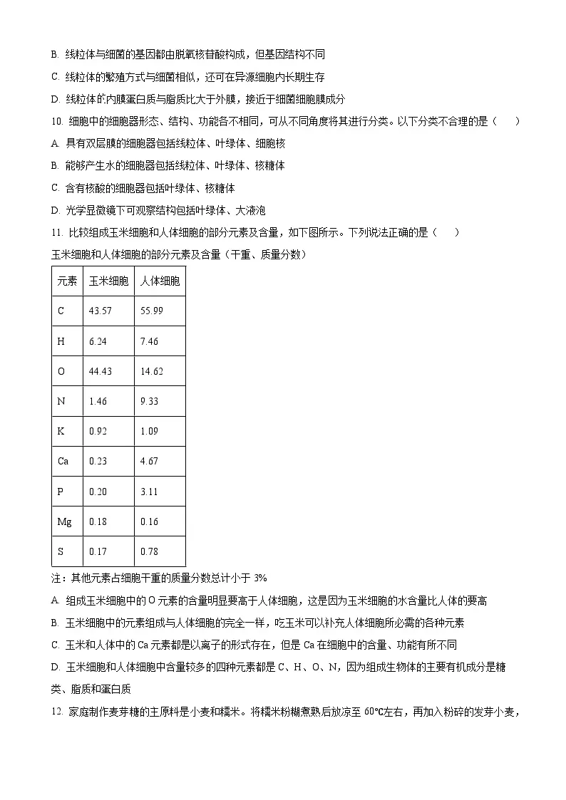 2022-2023学年山东省济南市高一上学期期末考试 生物03
