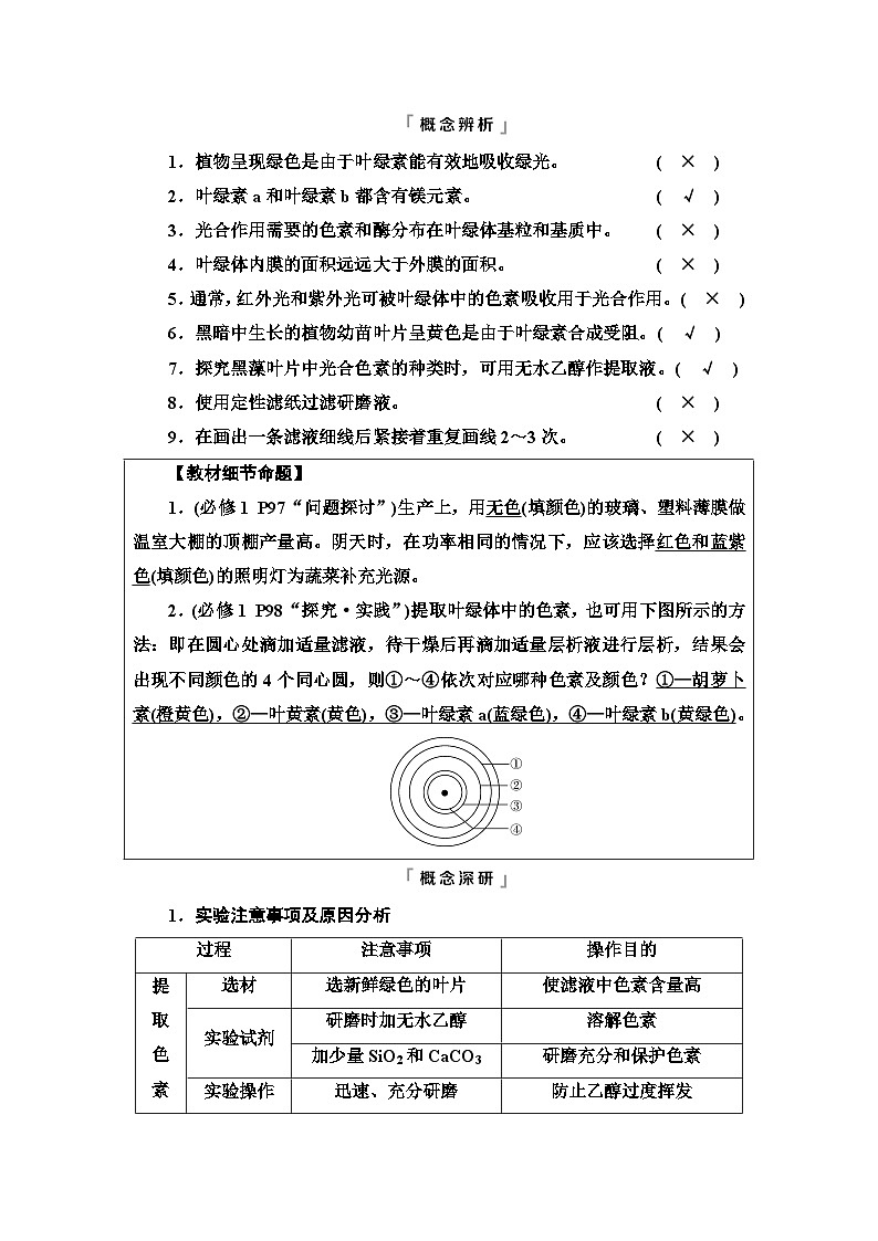 高考生物总复习第3单元第9课捕获光能的色素和结构及光合作用过程学案第3页